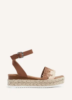 Linzi Harbour Tan Faux Nubuck Flatform Sandal