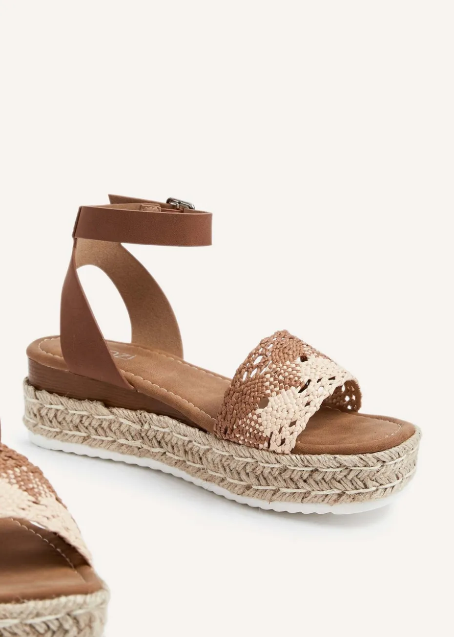 Linzi Harbour Tan Faux Nubuck Flatform Sandal