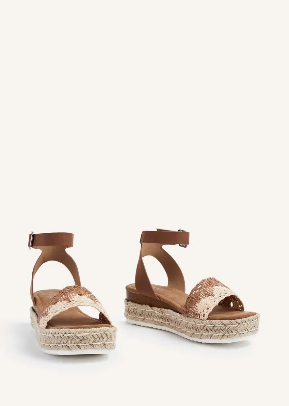 Linzi Harbour Tan Faux Nubuck Flatform Sandal