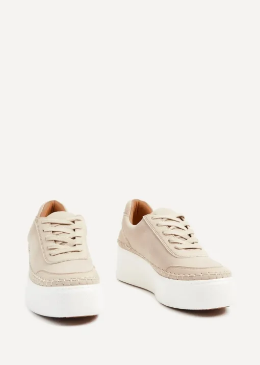 Linzi Harlem Sand Faux Suede And Leather Mix Platform Trainer