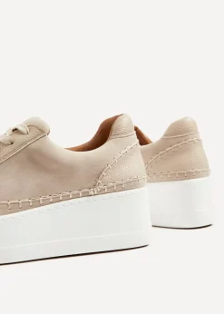 Linzi Harlem Sand Faux Suede And Leather Mix Platform Trainer
