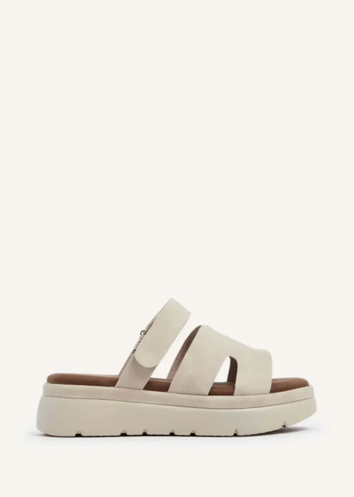 Linzi Harper Beige Faux Nubuck Chunky Link Strap Sandal