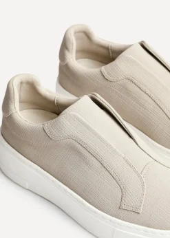 Linzi Henley Taupe Textured Slip On Platform Trainers