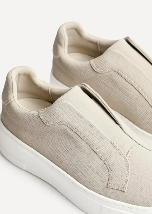 Linzi Henley Taupe Textured Slip On Platform Trainers
