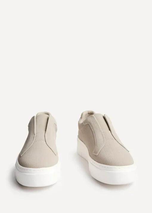 Linzi Henley Taupe Textured Slip On Platform Trainers