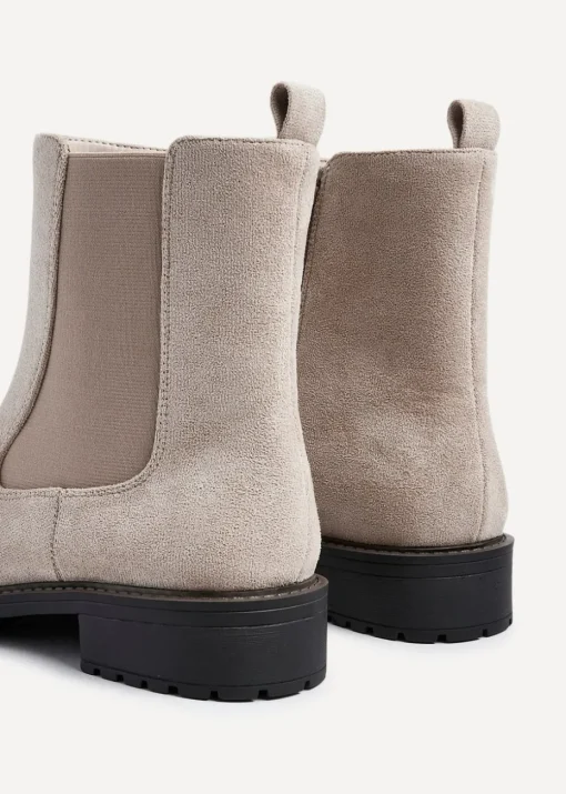 Linzi Holland Wide Fit Beige Faux Suede Classic Chelsea Boot