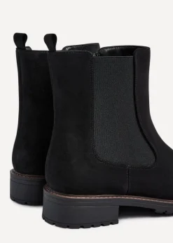 Linzi Holland Wide Fit Black Faux Suede Classic Chelsea Boot