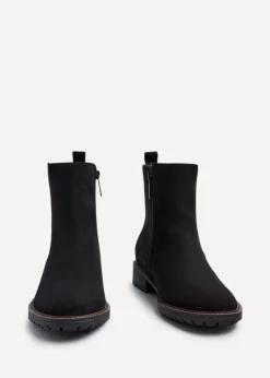 Linzi Holland Wide Fit Black Faux Suede Classic Chelsea Boot