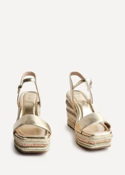 Linzi Icon Gold Faux Leather Embellished Wedge