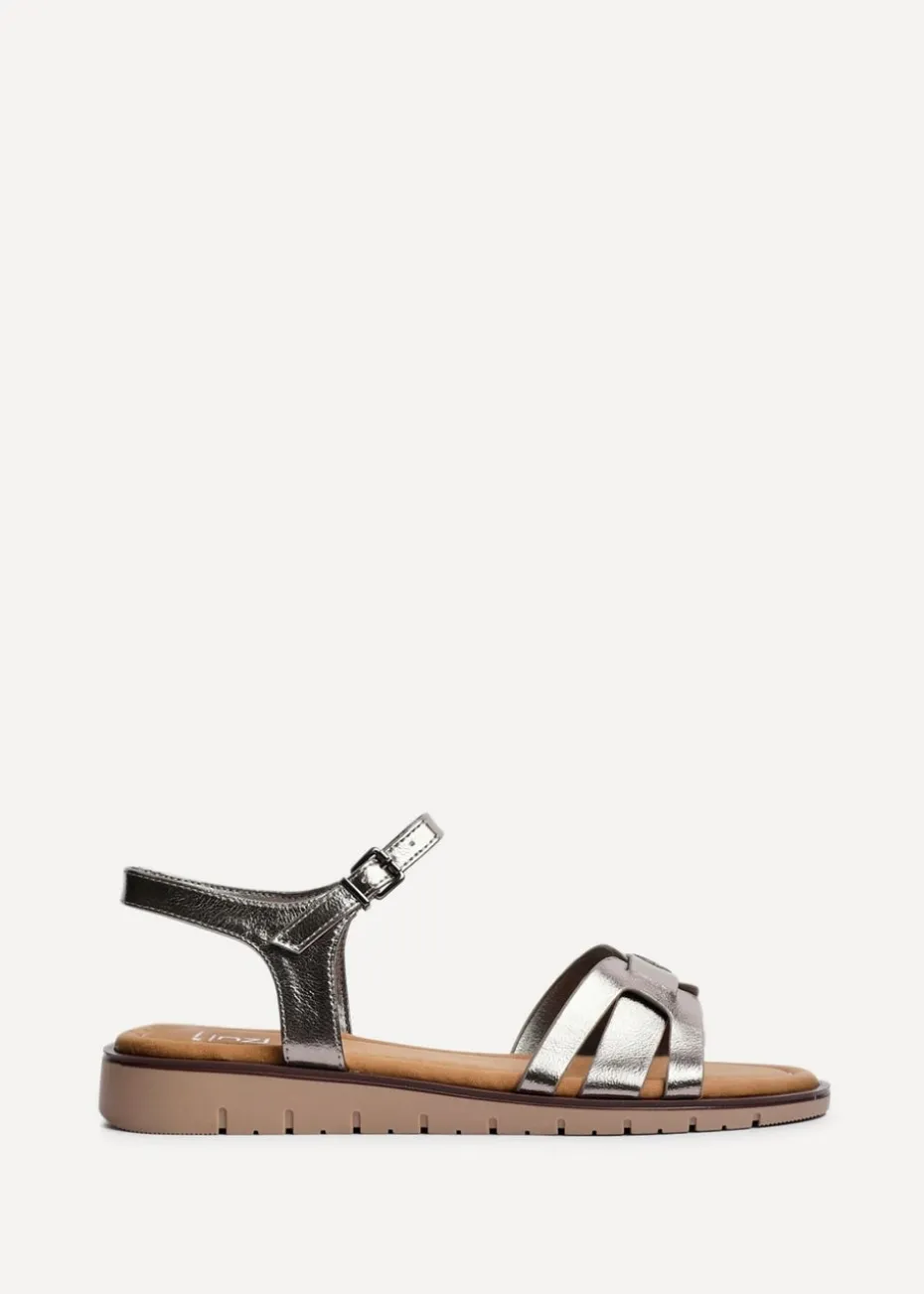 Linzi Isabel Grey Faux Leather Two Part Sandal