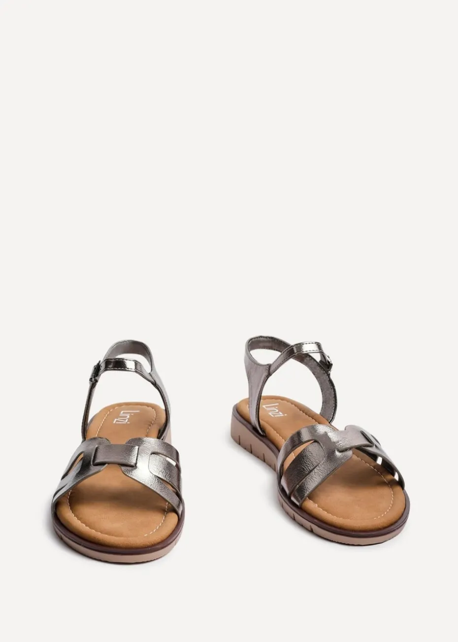 Linzi Isabel Grey Faux Leather Two Part Sandal