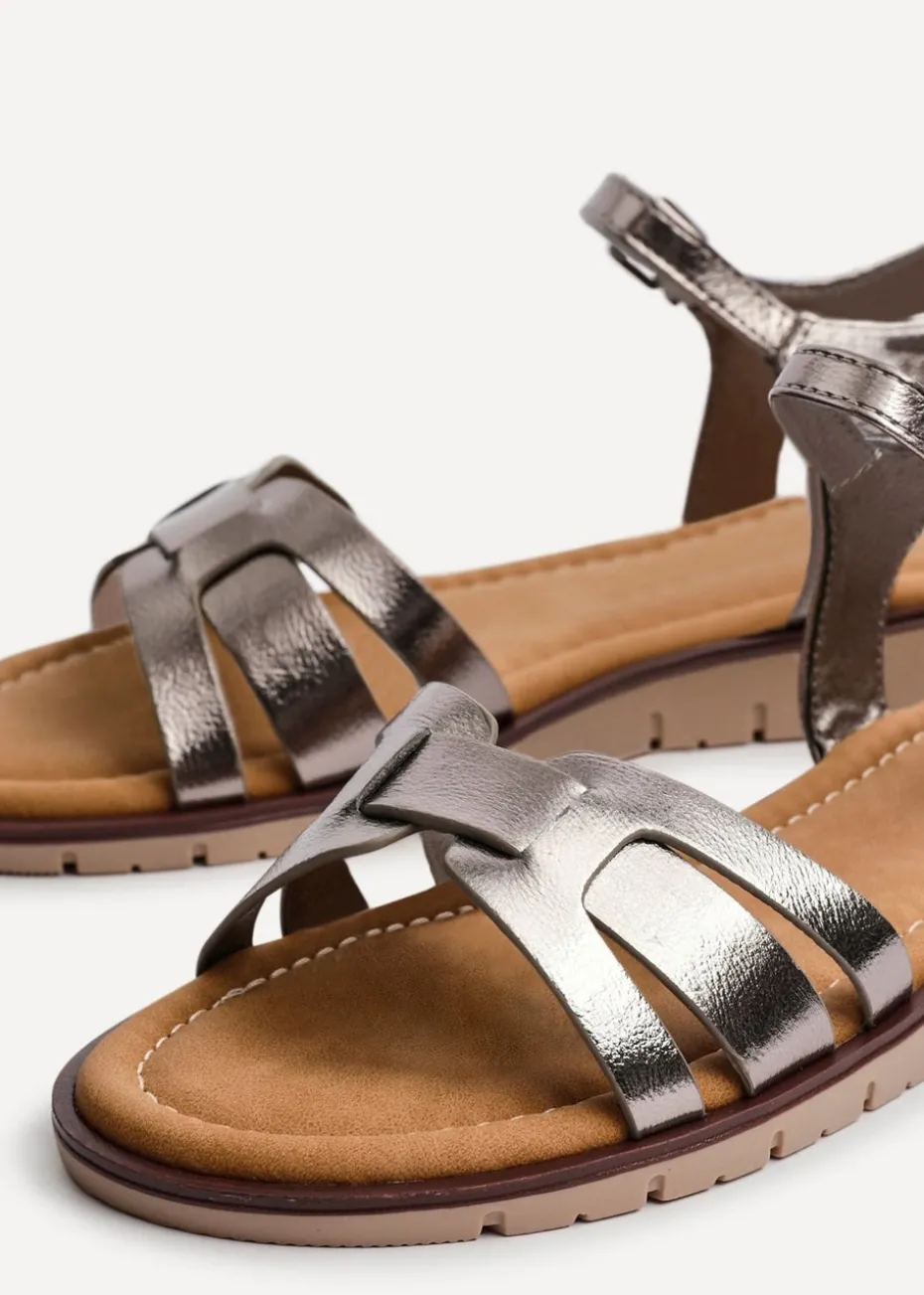 Linzi Isabel Grey Faux Leather Two Part Sandal