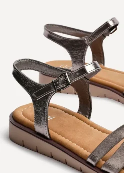 Linzi Isabel Grey Faux Leather Two Part Sandal