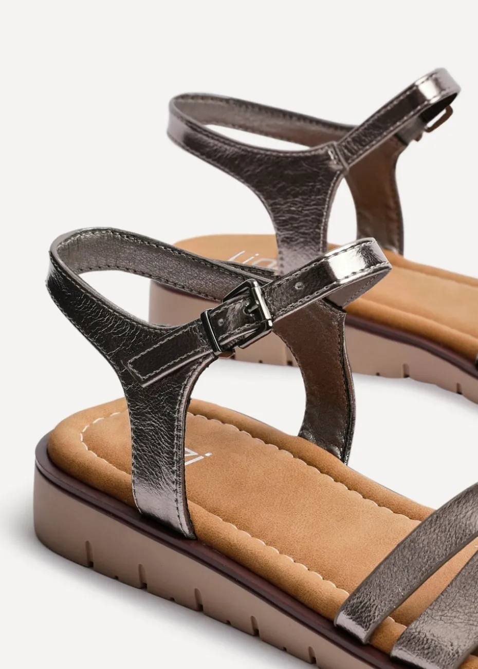 Linzi Isabel Grey Faux Leather Two Part Sandal