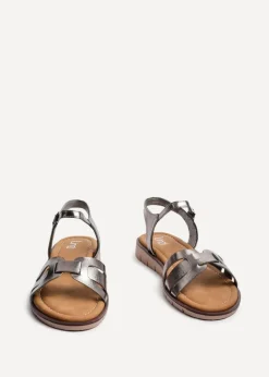 Linzi Isabel Grey Faux Leather Two Part Sandal