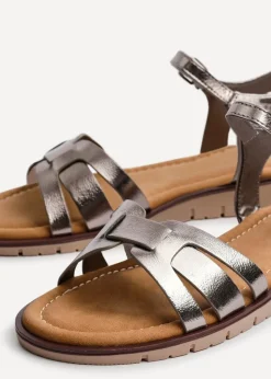 Linzi Isabel Grey Faux Leather Two Part Sandal