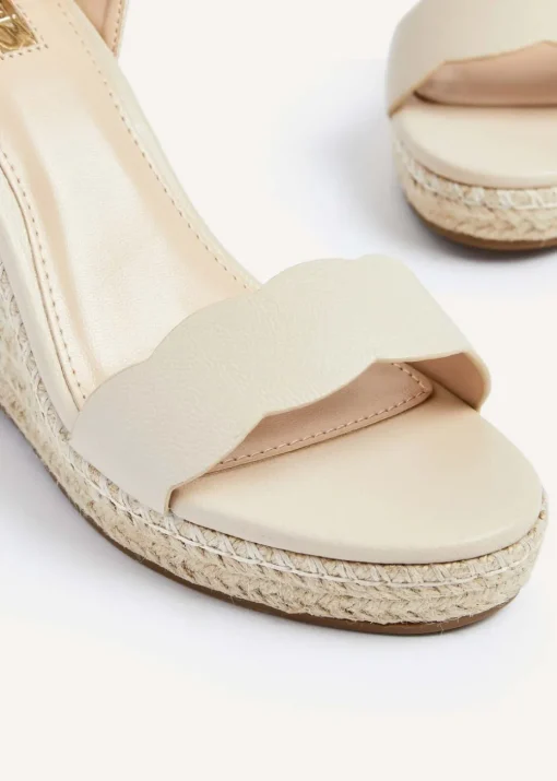 Linzi Italy Beige Faux Leather Rope Platform Wedge
