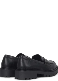 Linzi Ivan Black Faux Leather Classic Chunky Loafer