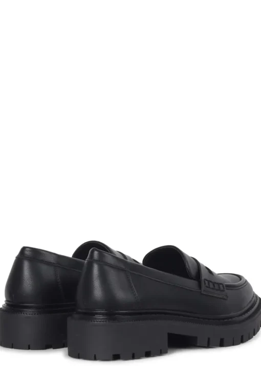 Linzi Ivan Black Faux Leather Classic Chunky Loafer