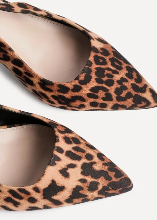 Linzi Izzie Multi Wide Fit Leopard Print Sling Back Low Court Heel
