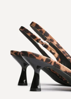 Linzi Izzie Multi Wide Fit Leopard Print Sling Back Low Court Heel