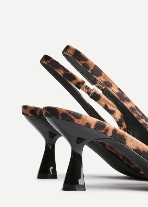 Linzi Izzie Multi Wide Fit Leopard Print Sling Back Low Court Heel