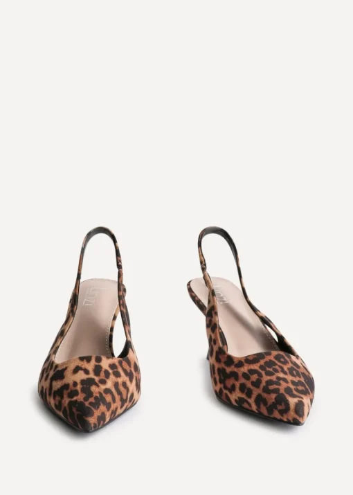 Linzi Izzie Multi Wide Fit Leopard Print Sling Back Low Court Heel