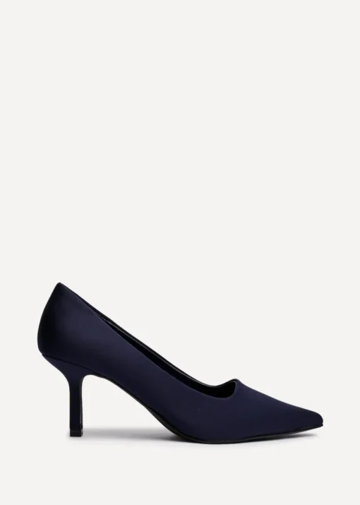 Linzi Kat Navy Scuba Leather Court Heels