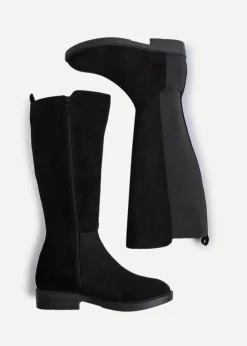 Linzi Knight Black Faux Suede High Leg Boot