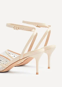 Linzi Krystal Sand Mesh & Diamante Court Heel