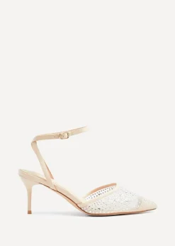 Linzi Krystal Sand Mesh & Diamante Court Heel