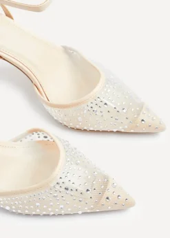 Linzi Krystal Sand Mesh & Diamante Court Heel