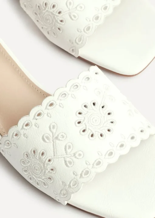 Linzi Lavender White Faux Leather Mule