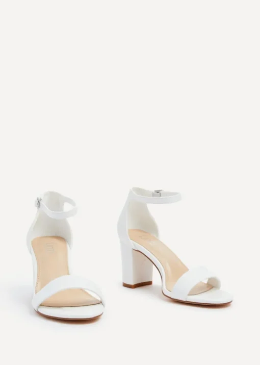 Linzi Legacy Wide Fit White Faux Leather Closed Black Block Heel
