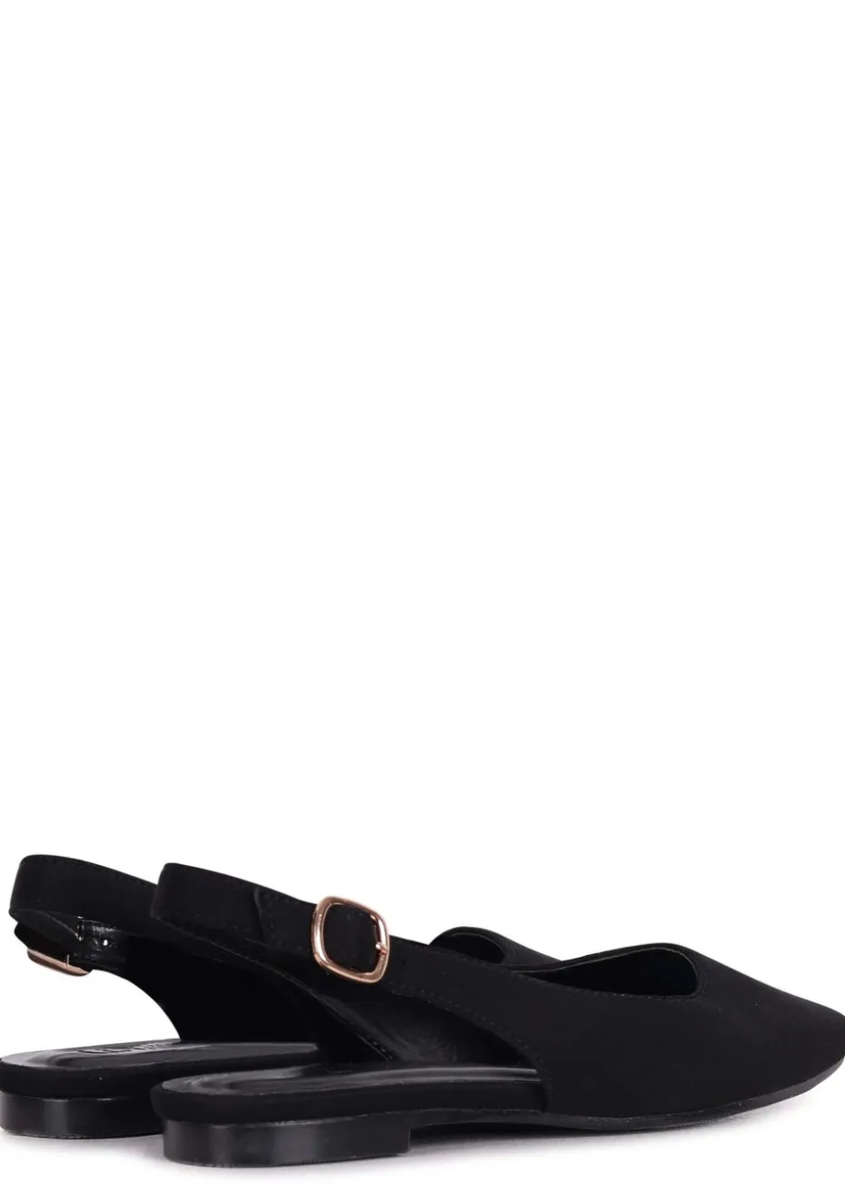 Linzi Lidia Black Lycra Square Toe Flat Shoe