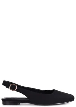Linzi Lidia Black Lycra Square Toe Flat Shoe
