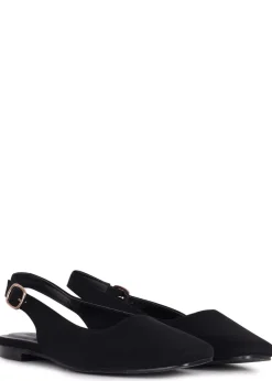 Linzi Lidia Black Lycra Square Toe Flat Shoe