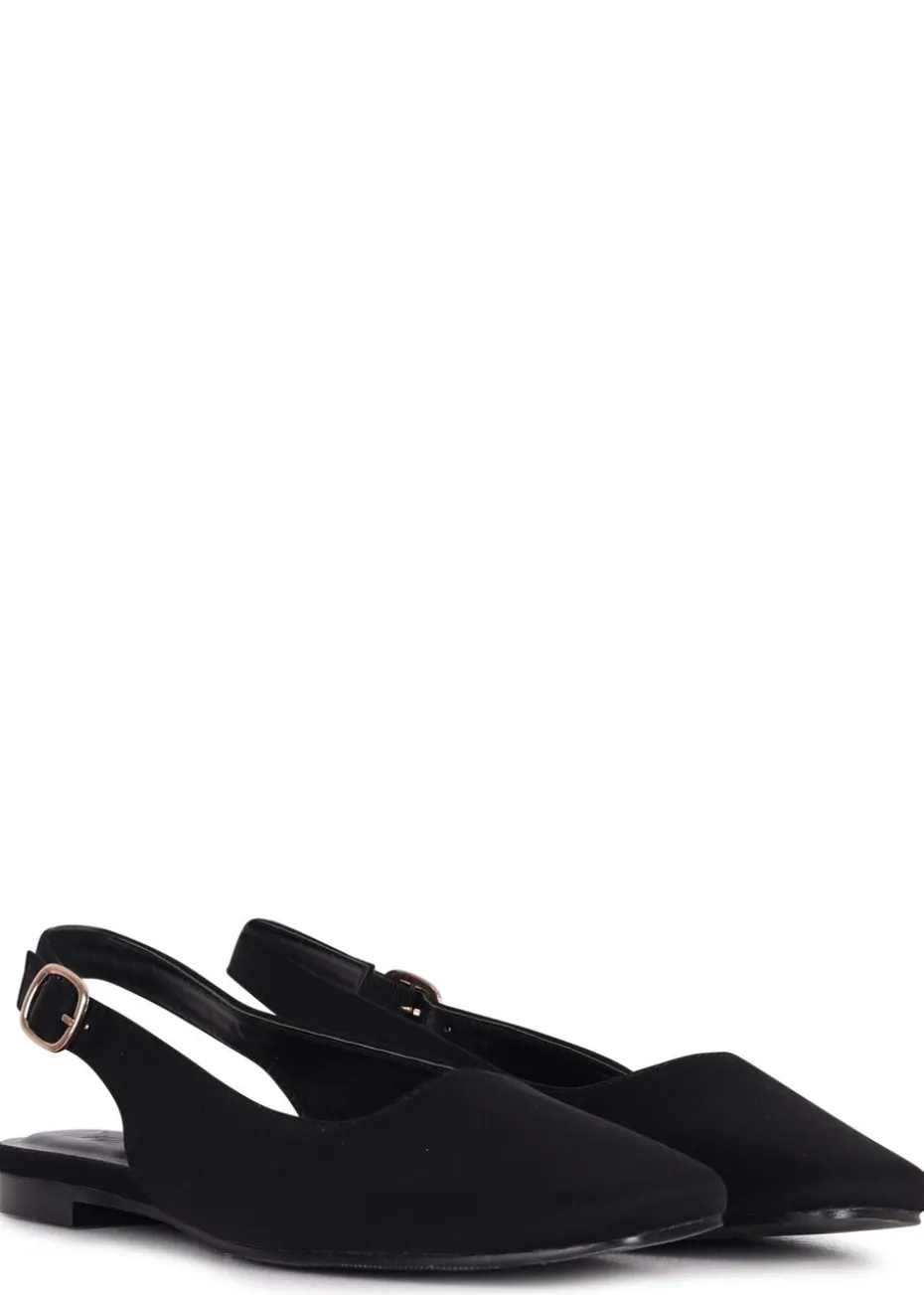 Linzi Lidia Black Lycra Square Toe Flat Shoe