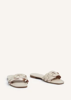 Linzi Linked Sand Faux Leather Sliders