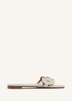 Linzi Linked Sand Faux Leather Sliders