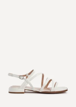 Linzi Lucie White Faux Leather Strappy Sandals