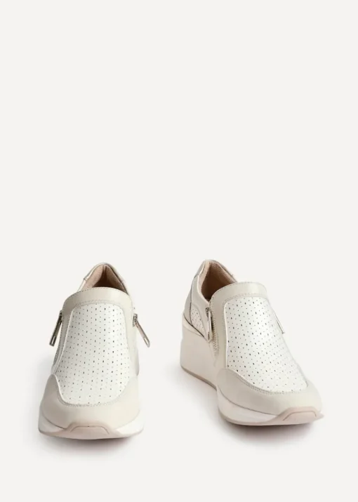 Linzi Madison Beige Faux Leather Platform Trainer