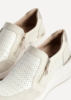 Linzi Madison Beige Faux Leather Platform Trainer