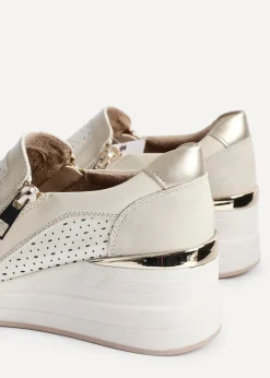 Linzi Madison Beige Faux Leather Platform Trainer