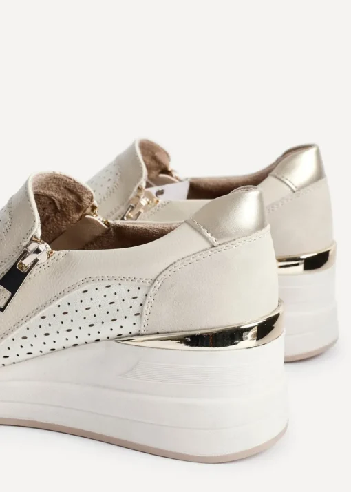 Linzi Madison Beige Faux Leather Platform Trainer