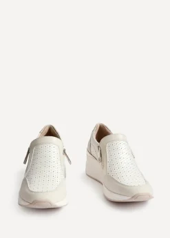 Linzi Madison Beige Faux Leather Platform Trainer