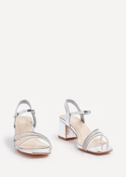 Linzi Mariah Wide Fit Silver Faux Leather Open Back Heel