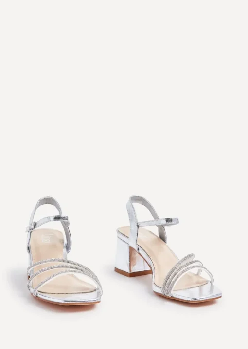Linzi Mariah Wide Fit Silver Faux Leather Open Back Heel