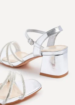 Linzi Mariah Wide Fit Silver Faux Leather Open Back Heel