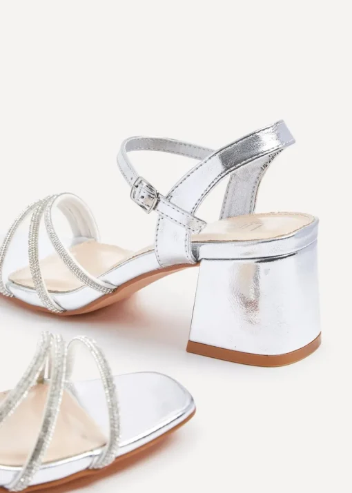 Linzi Mariah Wide Fit Silver Faux Leather Open Back Heel